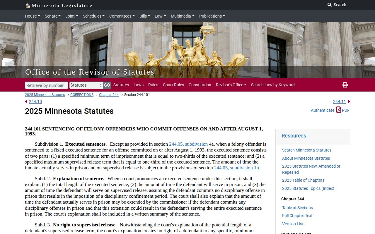 Minnesota two-thirds imprisonment rule for an Itasca County release date lookup